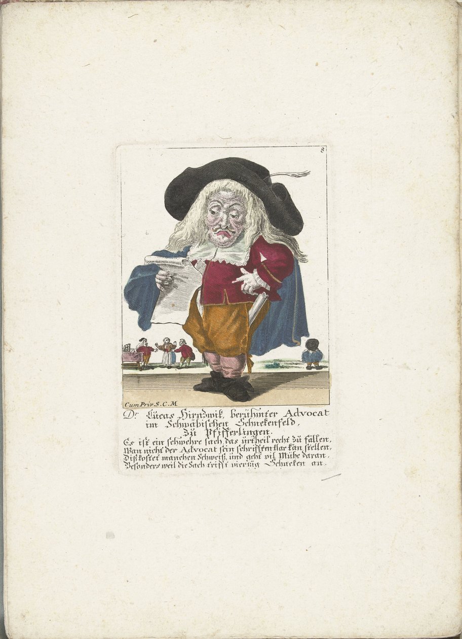 Le nain Lucas Hirnzwik en avocat, vers 1710 - Martin Engelbrecht (attributed to)