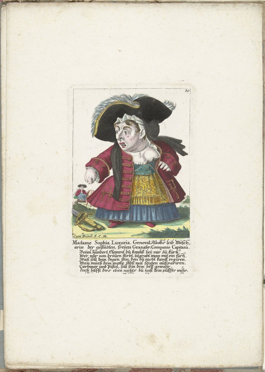 La naine Madame Sophia Luxuria, vers 1710 - Martin Engelbrecht (attributed to)