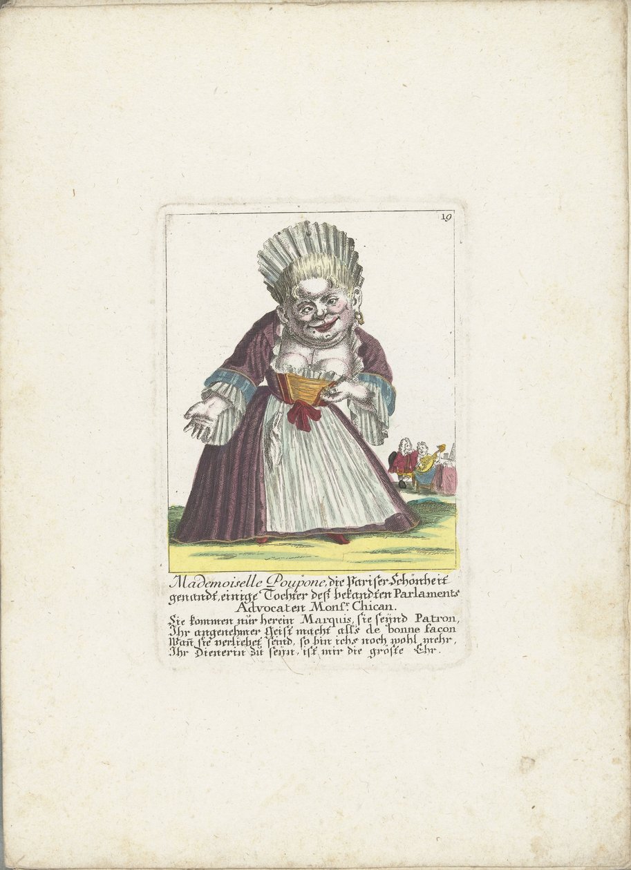 La naine Mademoiselle Poupon, comme une belle parisienne, vers 1710 - Martin Engelbrecht (attributed to)