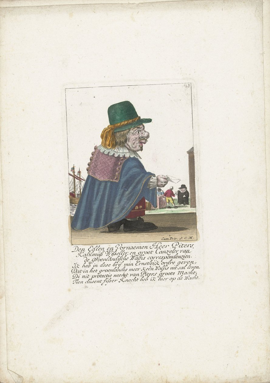 Le nain Piters Kahlmüß Wisseller en tant que baleinier, vers 1710 - Martin Engelbrecht (attributed to)