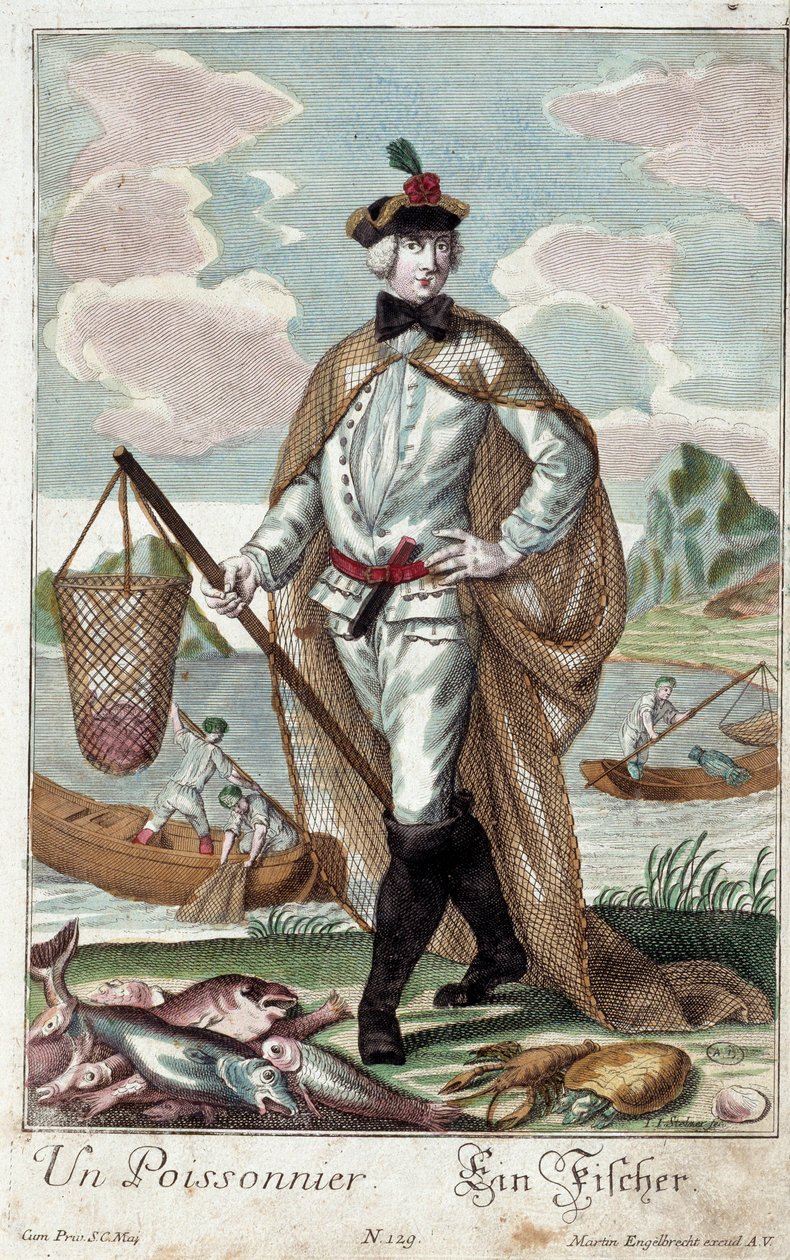 Métier : Un arbre à poissons. Gravure de Martin Engelbrecht - Martin Engelbrecht