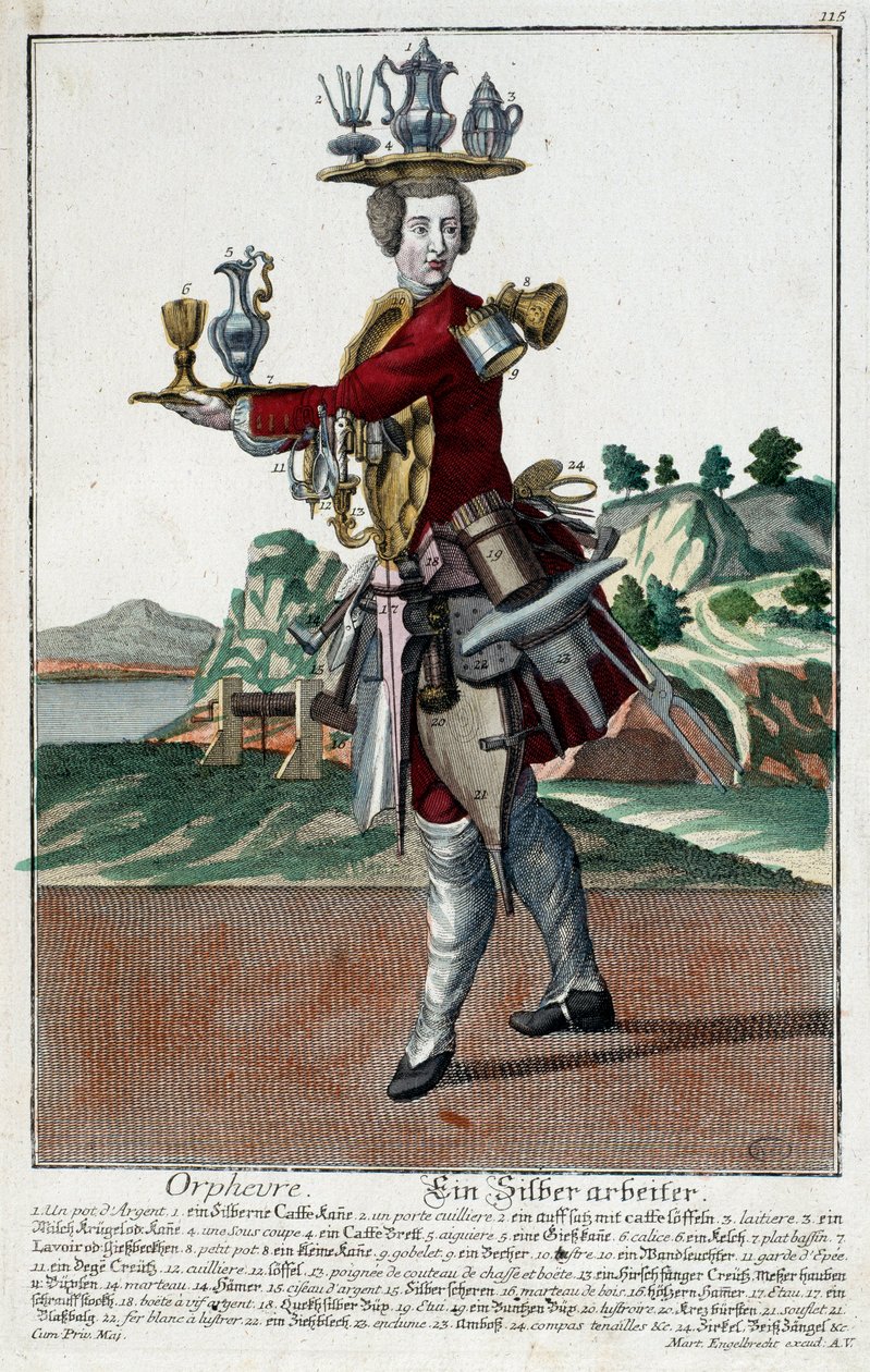 Métier : Un poisson rouge. Gravure de Martin Engelbrecht - Martin Engelbrecht
