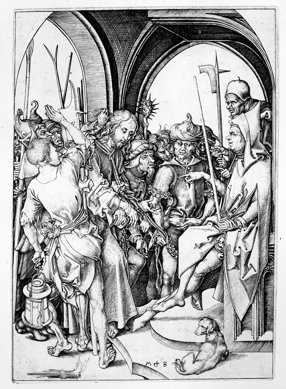 Christ devant Anne (gravure) - Martin Schongauer