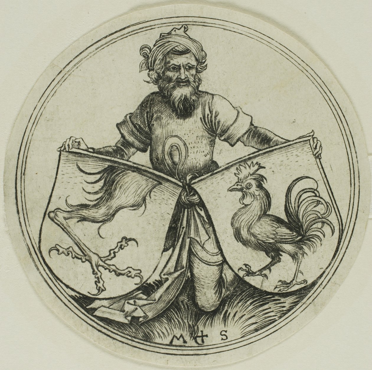 Bouclier avec un pied de griffon et Bouclier avec une bite tenue par un Maure - Martin Schongauer
