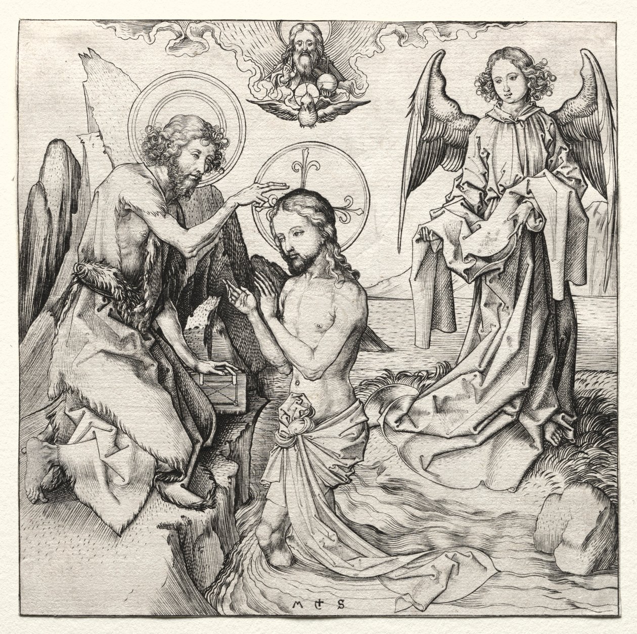 Le Baptême du Christ dans le Jourdain, vers 1480-90 - Martin Schongauer