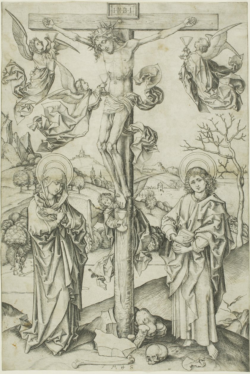 La crucifixion avec quatre anges - Martin Schongauer