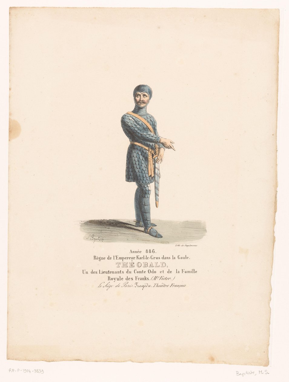 Costume du chevalier Théobald de la tragédie Le Siège de Paris - Martin Sylvestre Baptiste