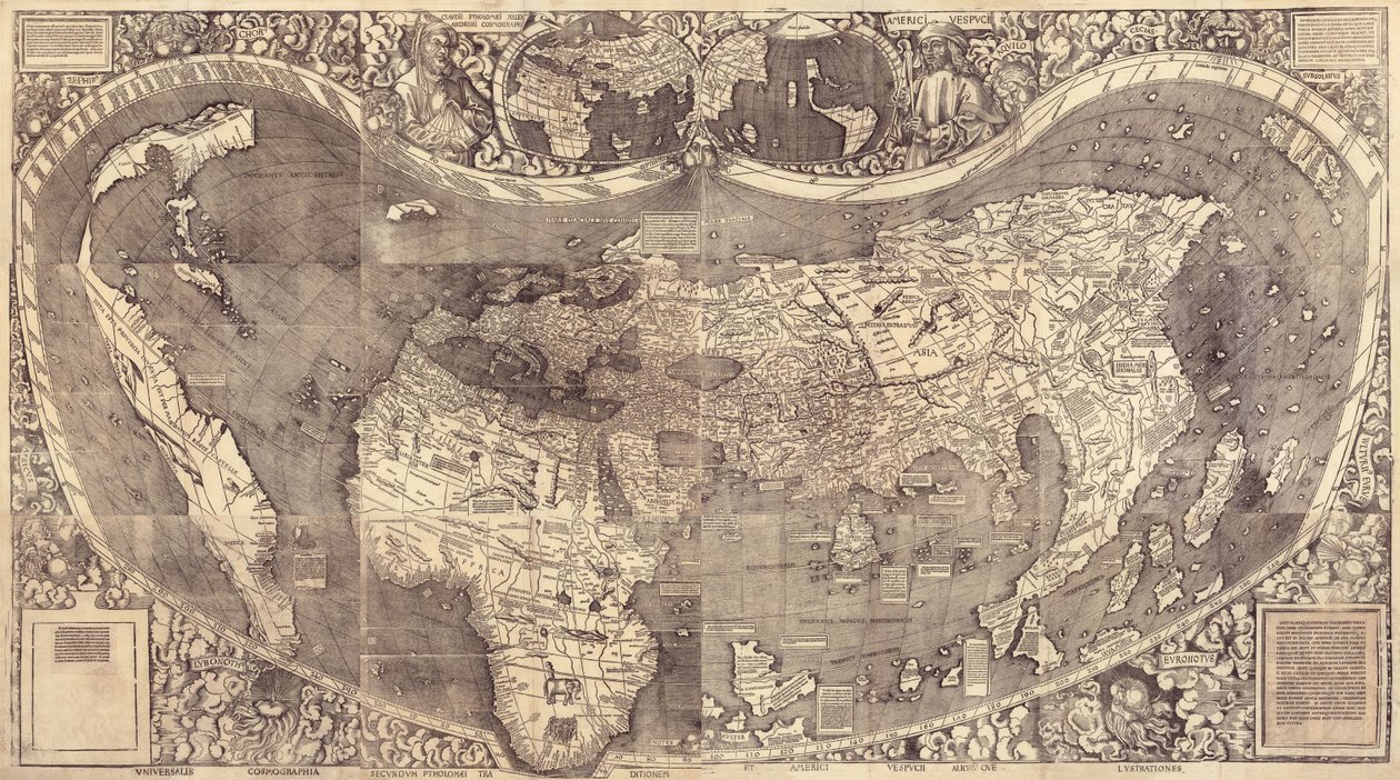 Carte du monde Universalis Cosmographia, 1507 - Martin Waldseemuller