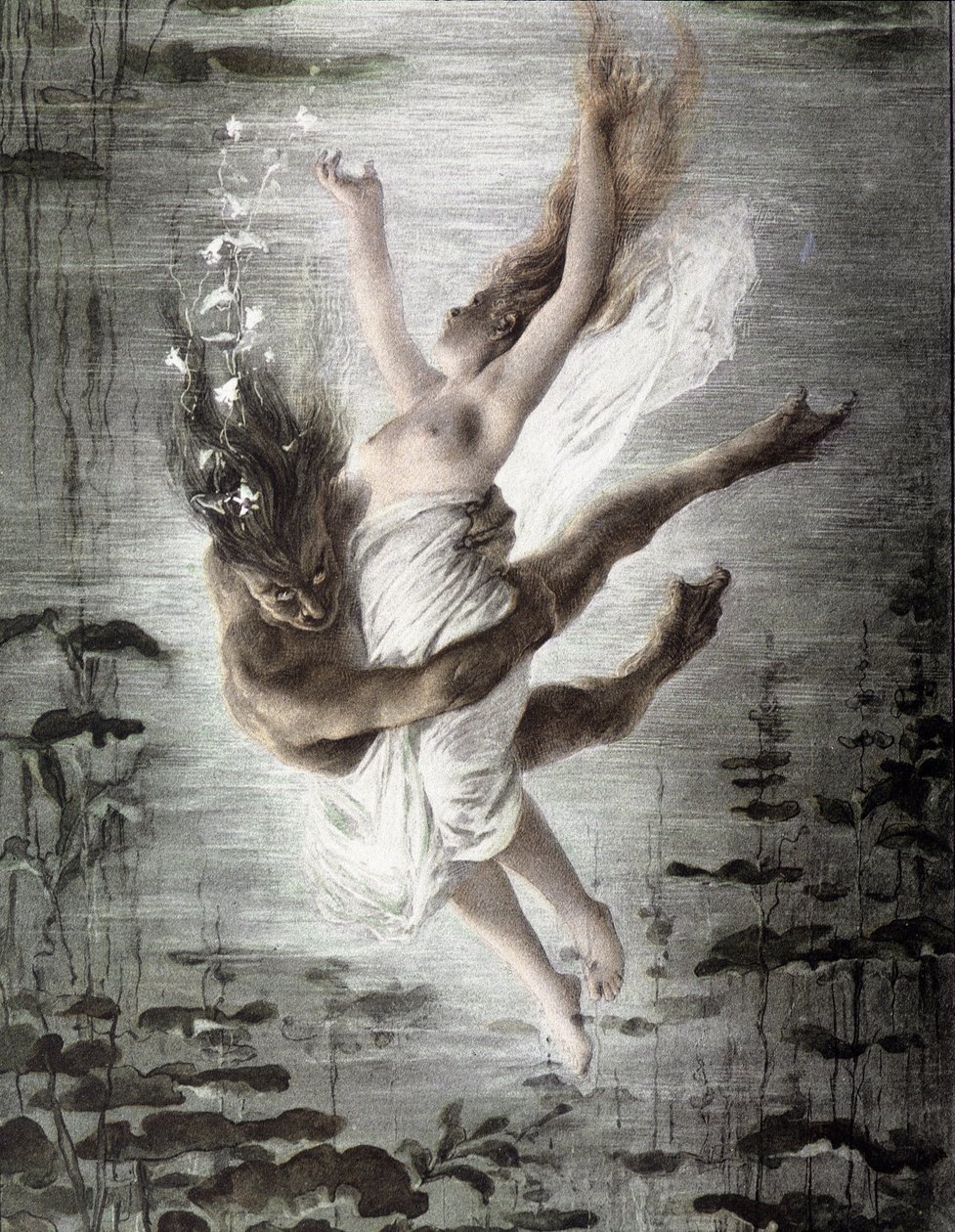 Monstre marin enlevant une jeune femme (détail), "Allégories", Martin Gerlach, c. 1900 - Martin senior Gerlach