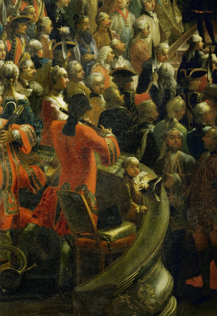 Mozart enfant dans la loge du musicien pendant le dîner de cérémonie (huile sur toile) - Martin van Mytens or Meytens