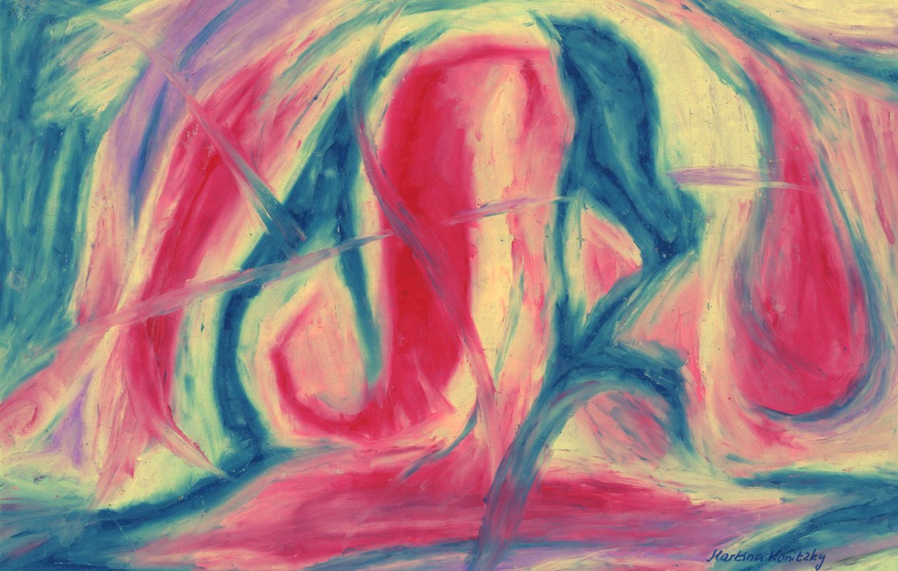 Composition bleu rouge abstrait - Martina Konitzky