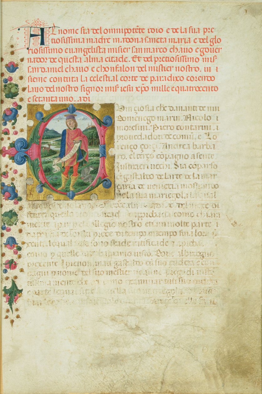 Initiale historiée C représentant le prophète Daniel dans un paysage, vers 1471 - Martino di Giorgio da Modena