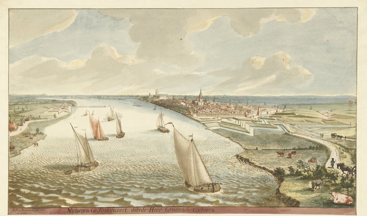 Vue des fortifications de Nimègue sur la Waal - Martinus Berkenboom
