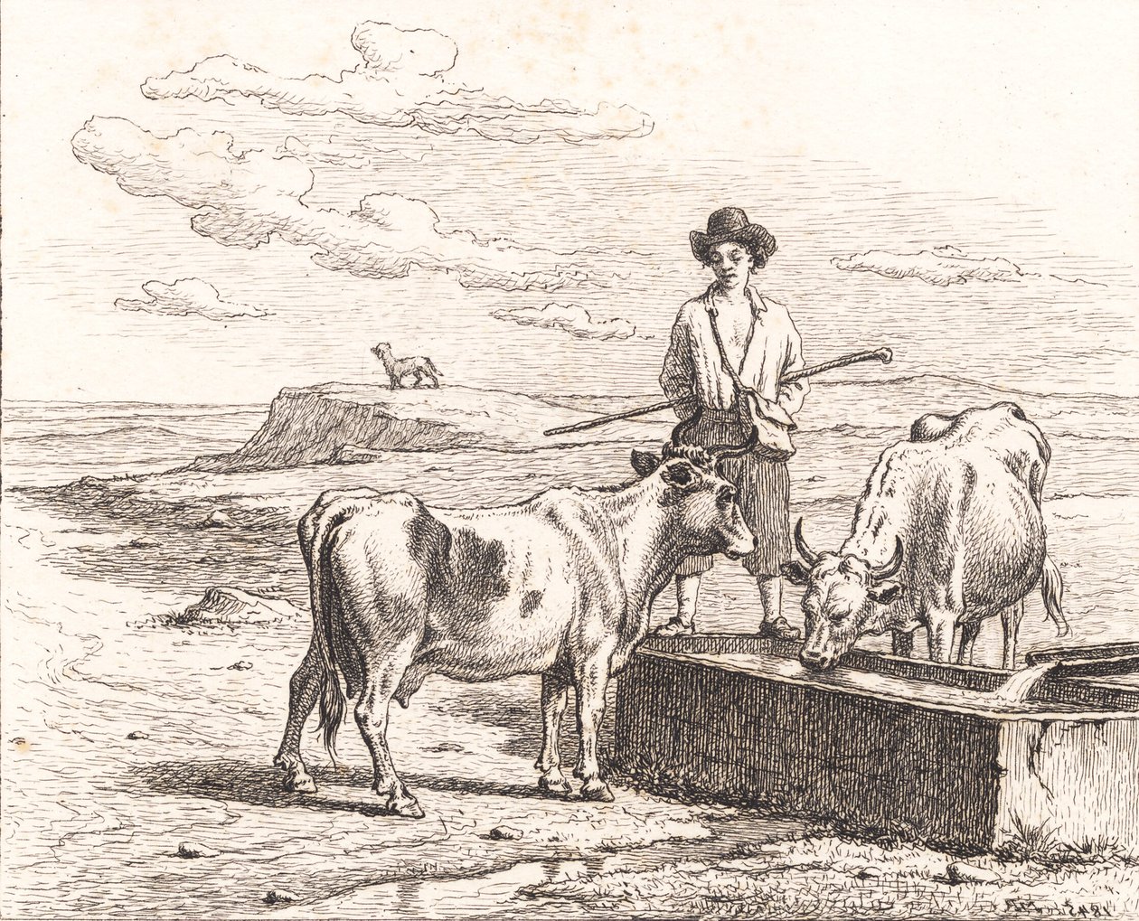 Un jeune berger près d