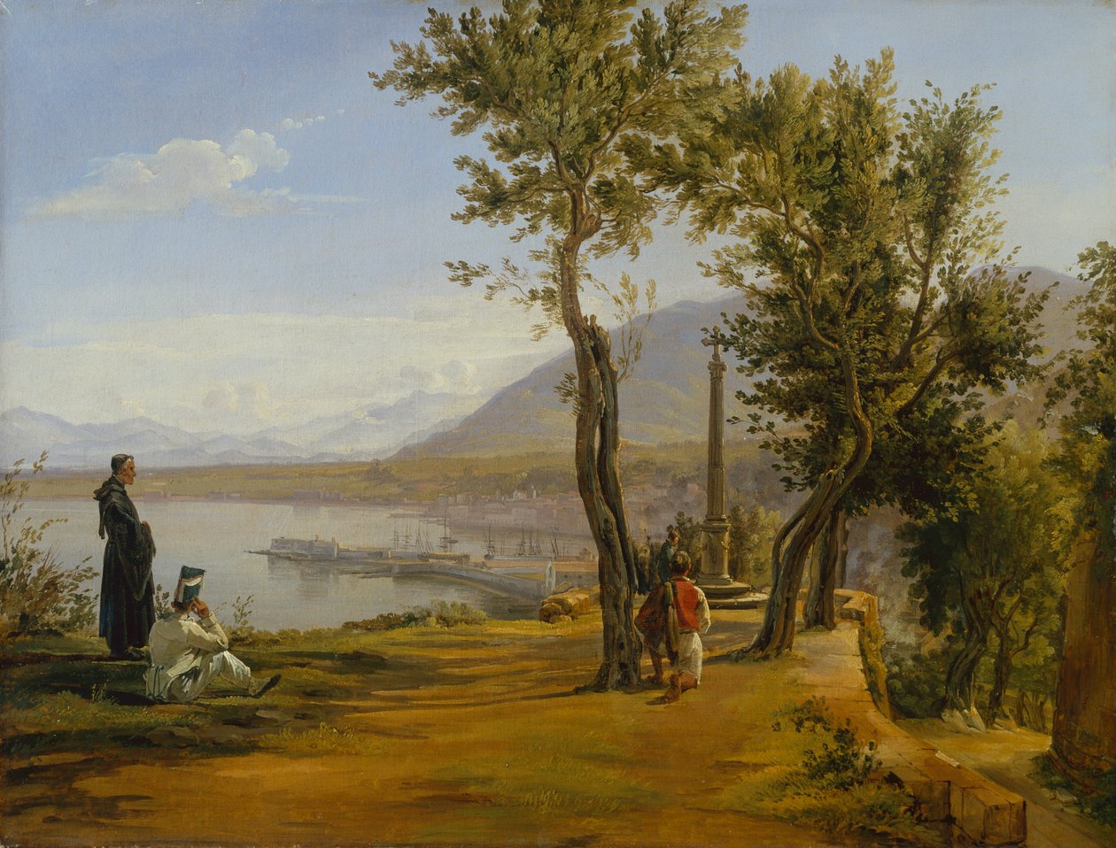 Figures à un sanctuaire, un port au-delà - Martinus Rorbye