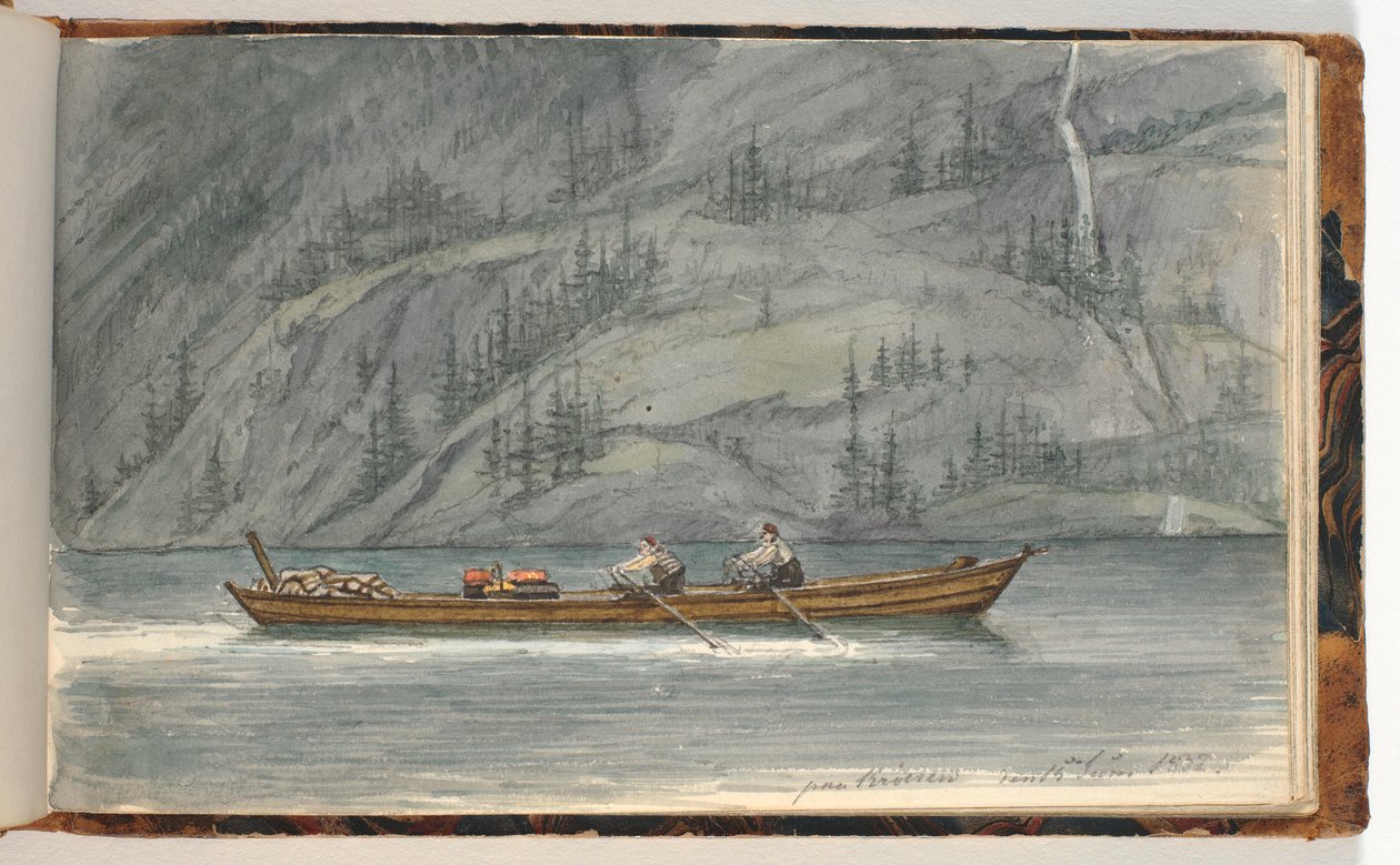 Paysage de fjord avec bateau à rames. Krøderen, Norvège - Martinus Rørbye