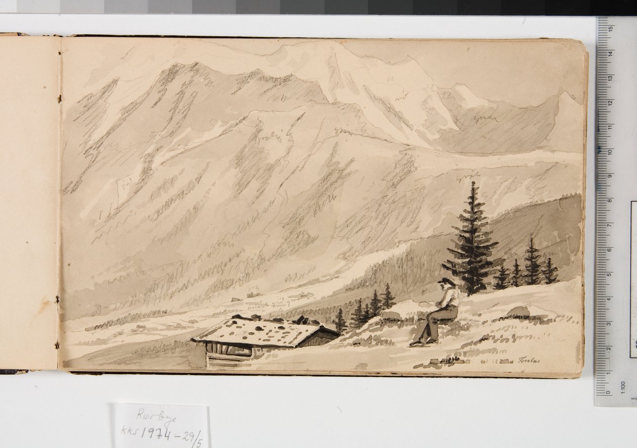Paysage près de Chamonix, France. Au premier plan, un lac - Martinus Rørbye