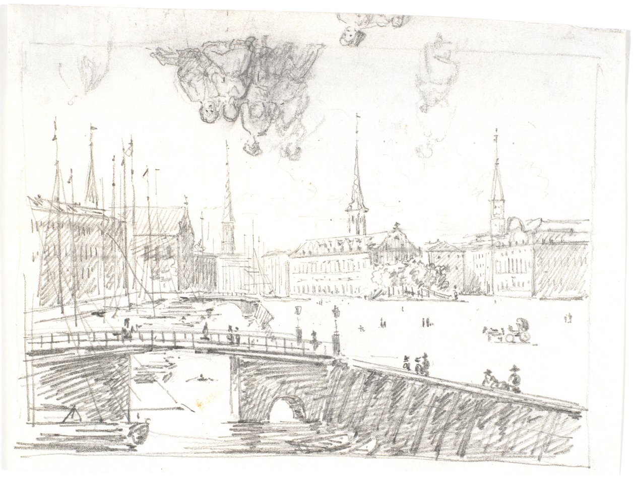 Vue depuis Gl. Strand, par Højbro, vers la Bourse - Martinus Rørbye