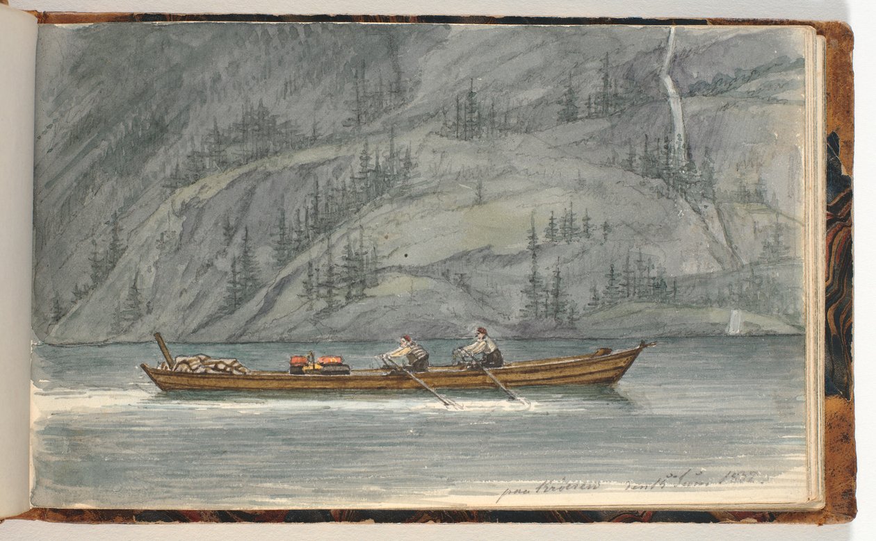 Paysage de fjord avec bateau à rames. Krøderen, Norvège - Martinus Rørbye