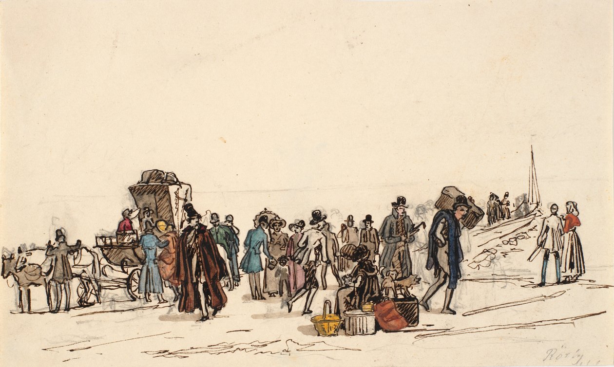 Étude pour "Le quai à Horten dans le fjord de Christiania" - Martinus Rørbye