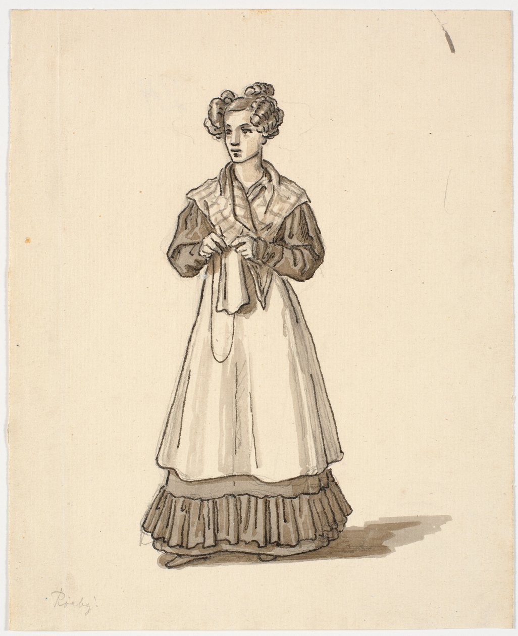 Jeune fille debout avec du tricot - Martinus Rørbye
