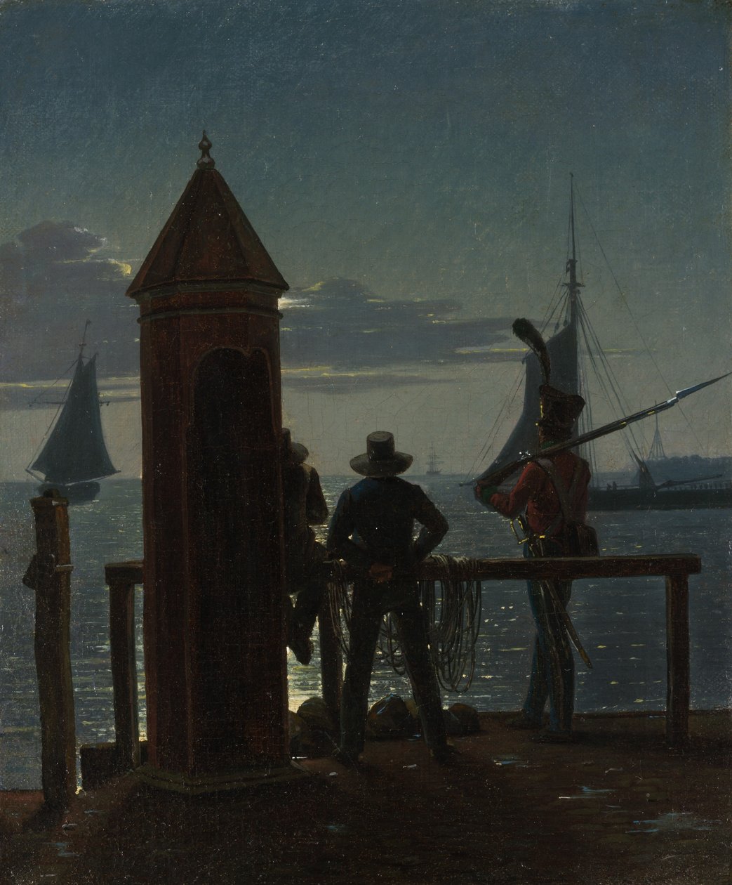 Vue des remparts de la citadelle à Copenhague au clair de lune - Martinus Rørbye
