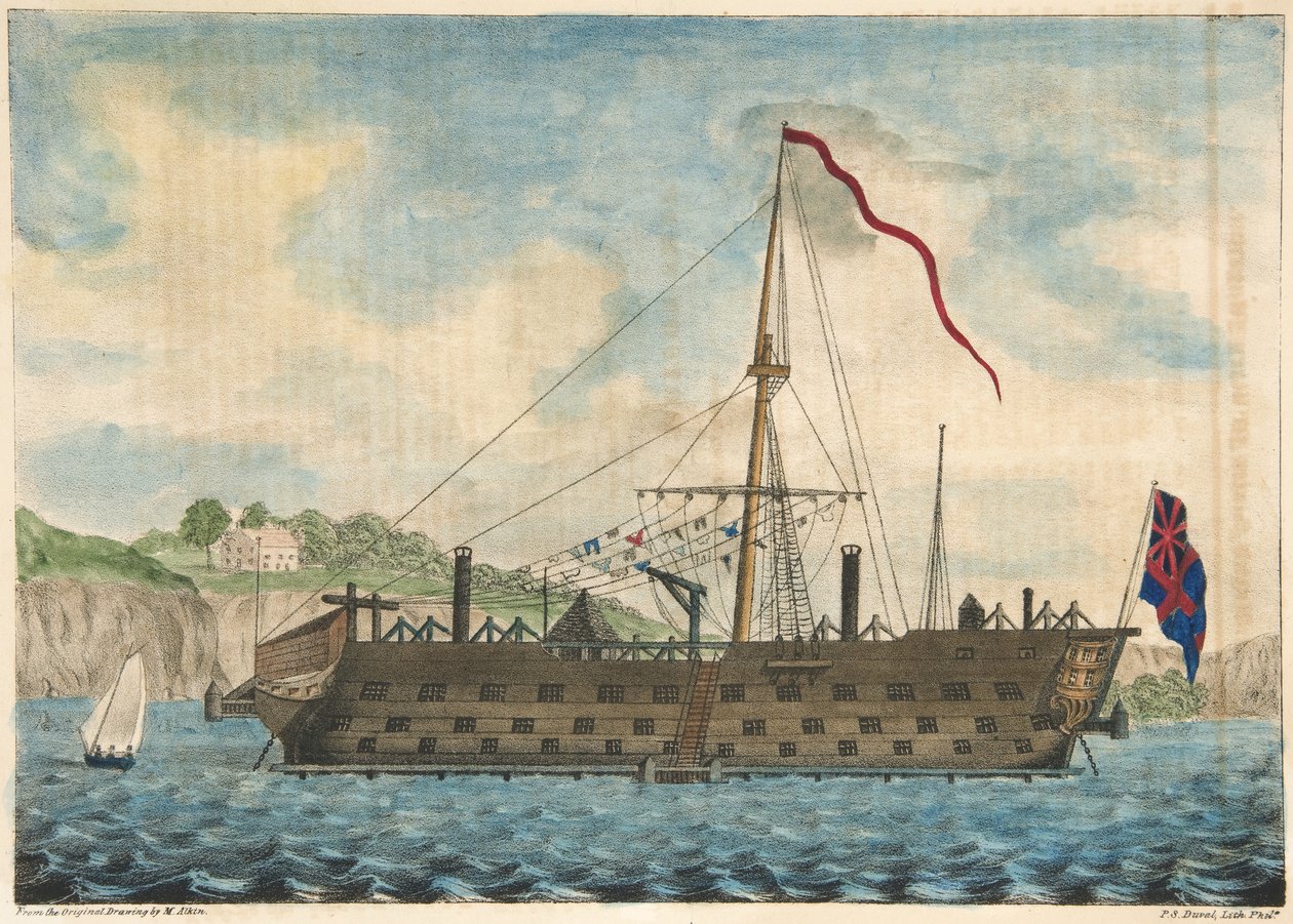 Navire-prison Saratoga au large de Dartmouth, pub. 1840 - Martyn after Alken
