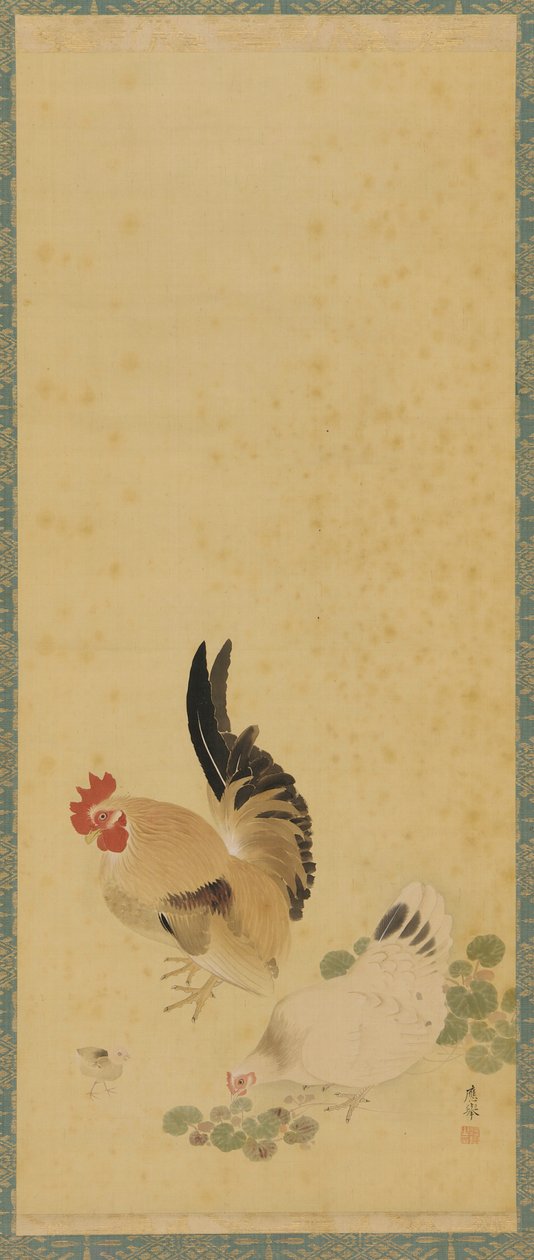 Coq, poule et poussin, période Edo - Maruyama Okyo