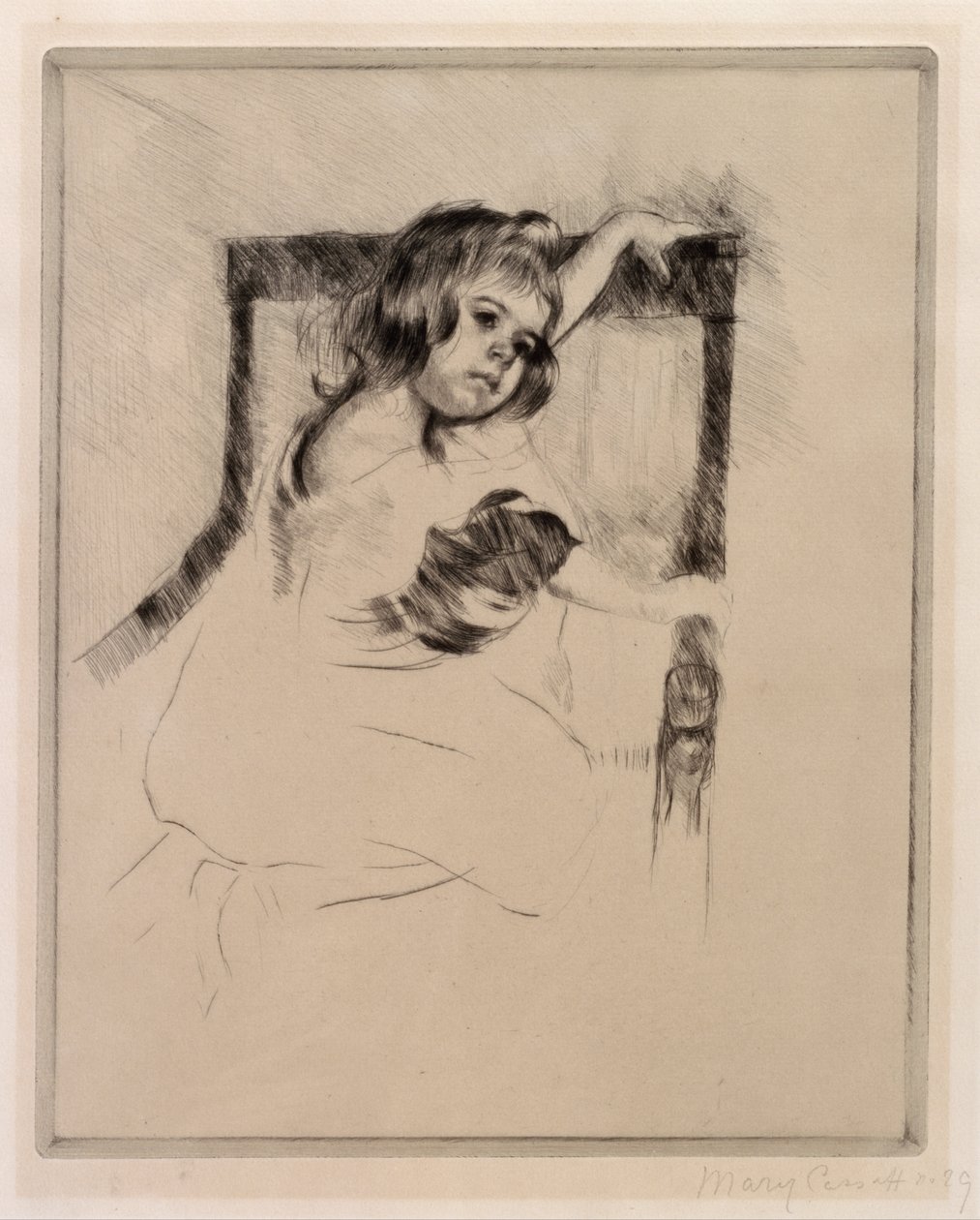 À genoux dans un fauteuil - Mary Cassatt