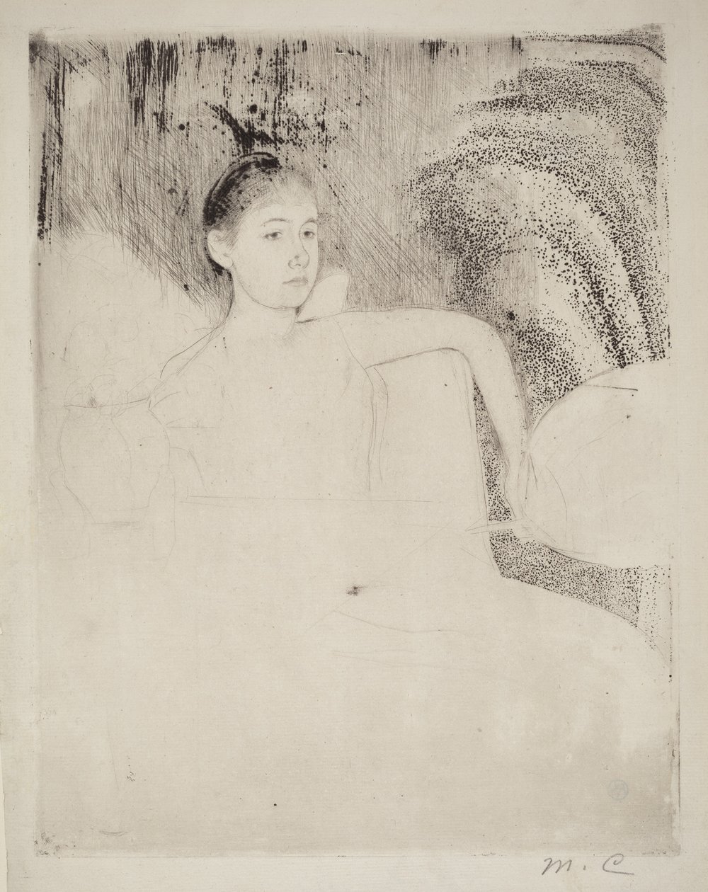 Mimi tenant un éventail japonais - Mary Cassatt