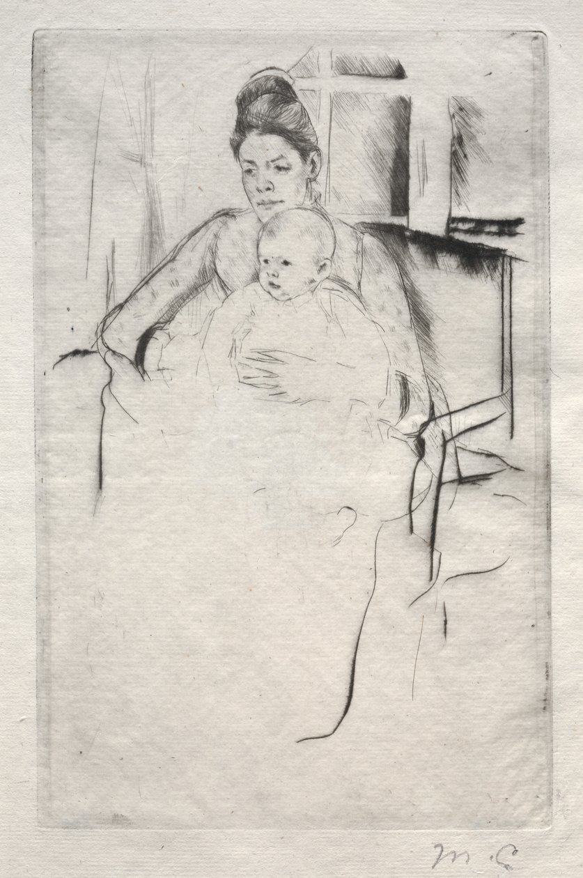 Mme Gardner Cassatt et son bébé assis près d