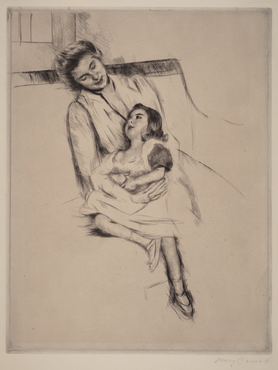 Reine et Margot assises sur un canapé (no 2) - Mary Cassatt