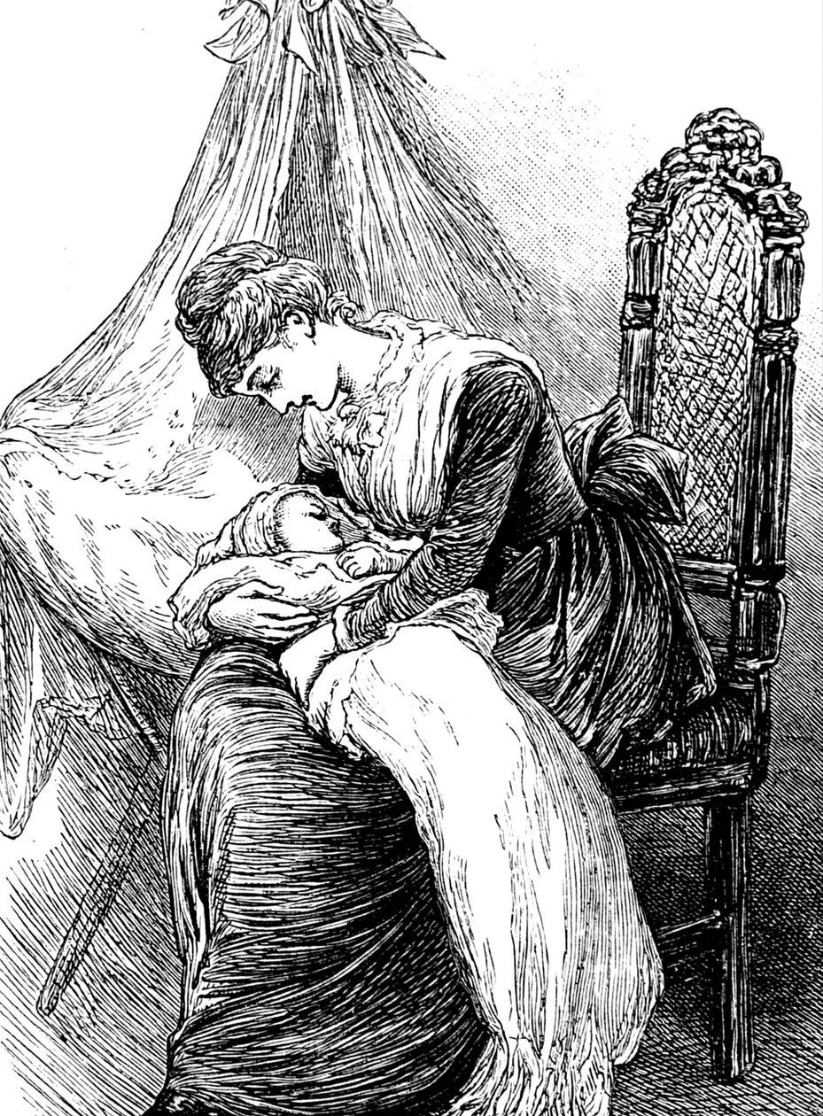 Une jeune mère câlinant son enfant - Mary Ellen Edwards