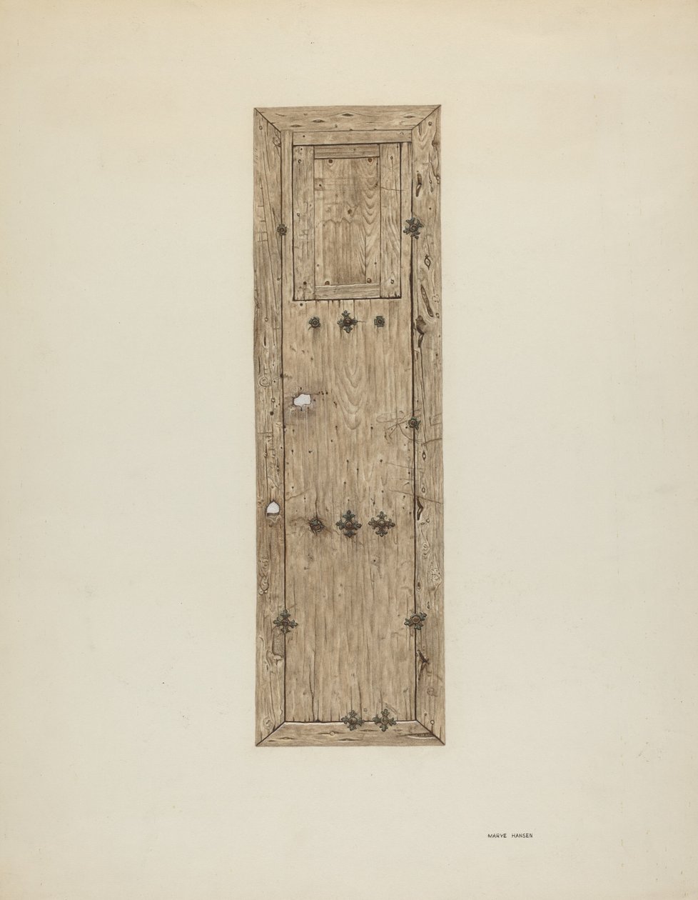Porte cloutée de cuivre, une paire, vers 1939 - Mary Hansen