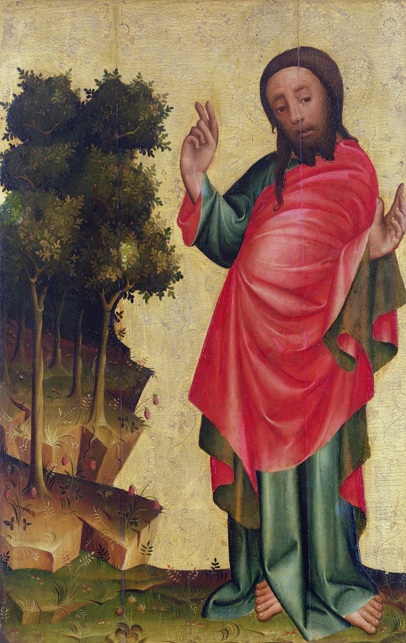 La Création de la terre ferme et de la végétation, (détail) du Retable de Grabow, 1379-83 - Master Bertram of Minden