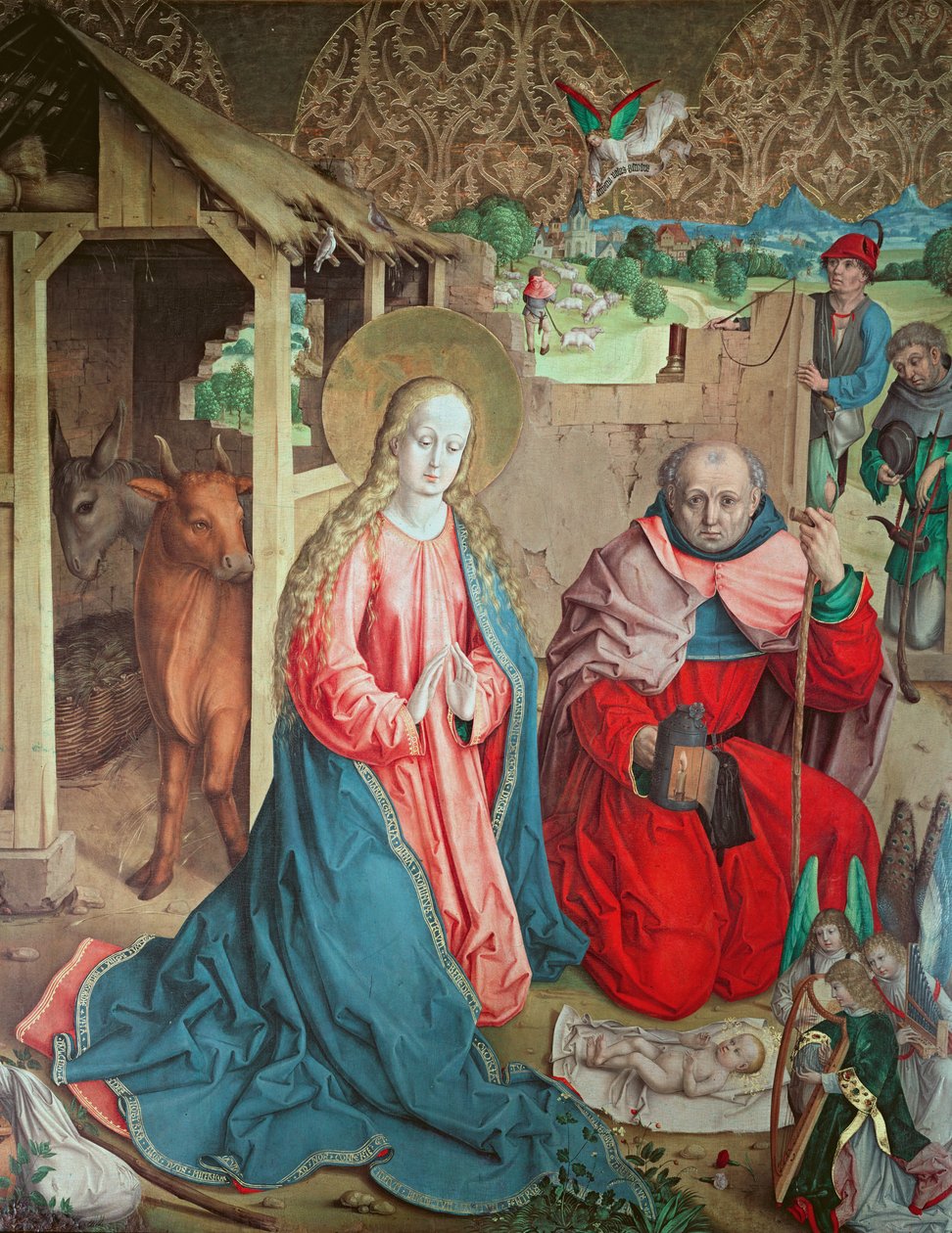 Adoration des bergers, panneau le plus à gauche du retable du maître-autel, 1480 - Master of the Carnation