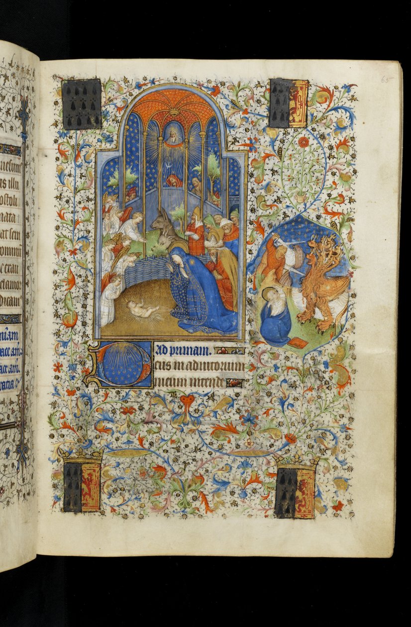 Ms 62 f.65r La Vierge et Joseph adorent l