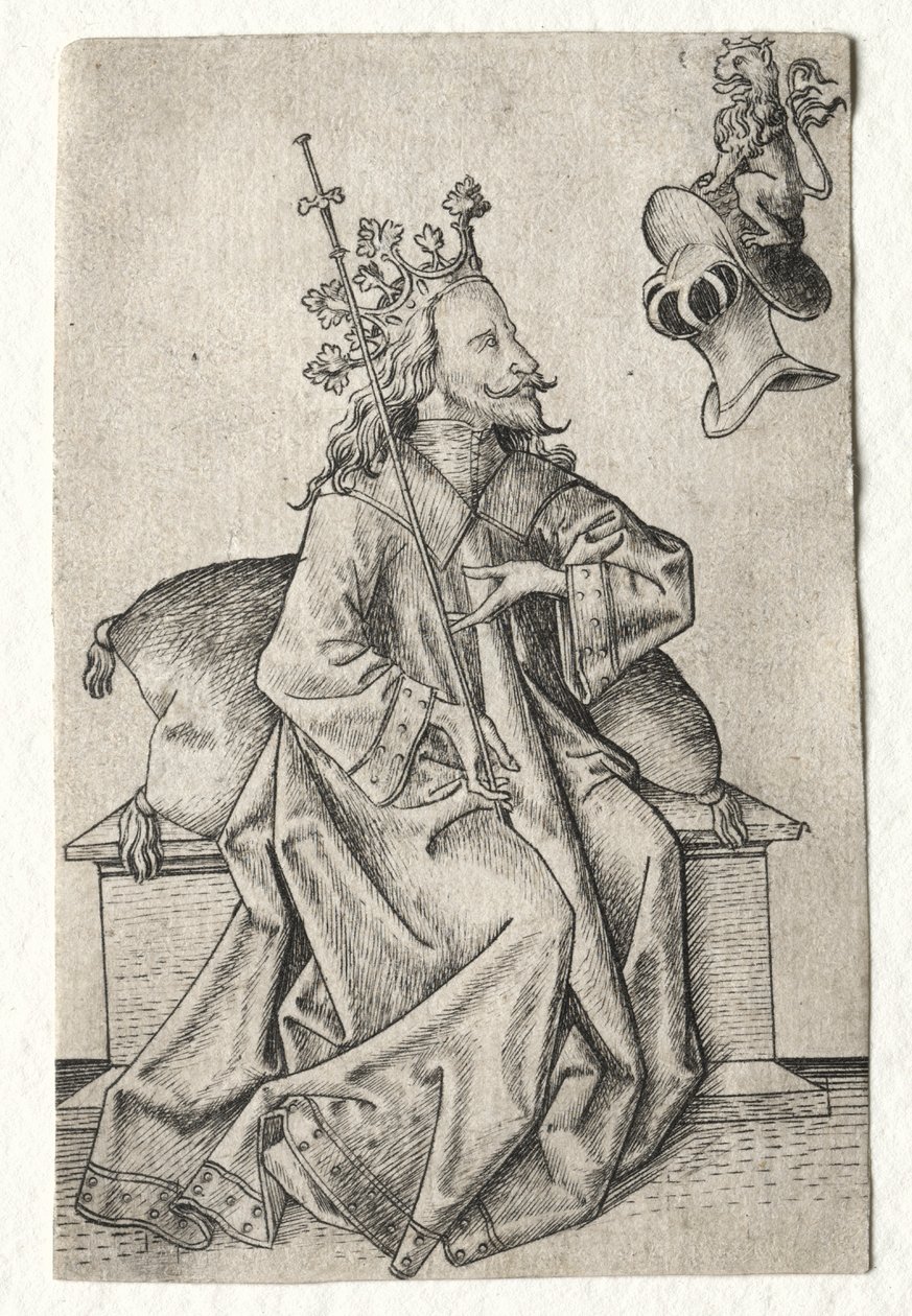 Les petites cartes à jouer : Deuxième série : Casques : Carte à jouer avec roi et casque - Master ES