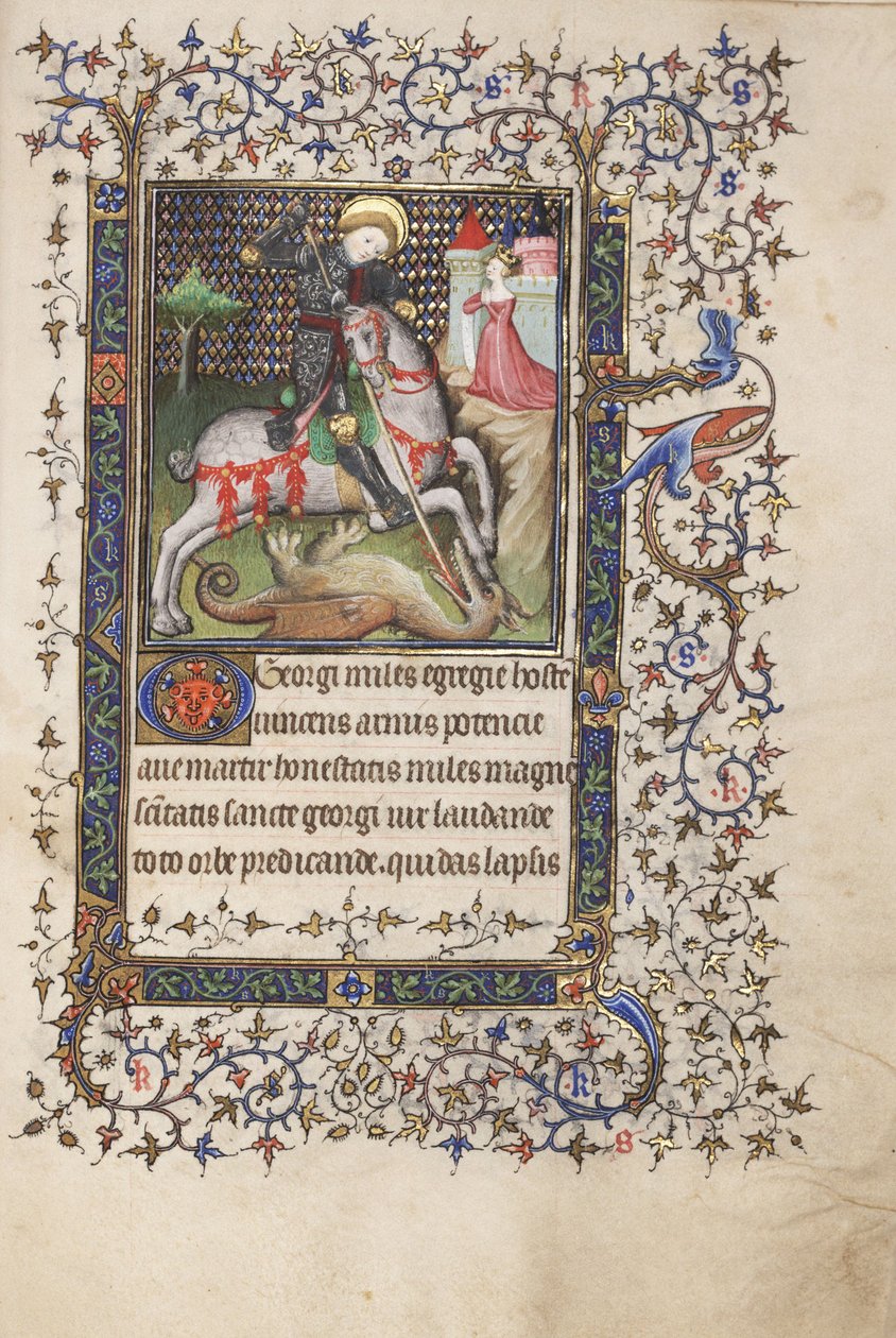MS Widener 4 f.188r, Saint Georges combattant le dragon, d