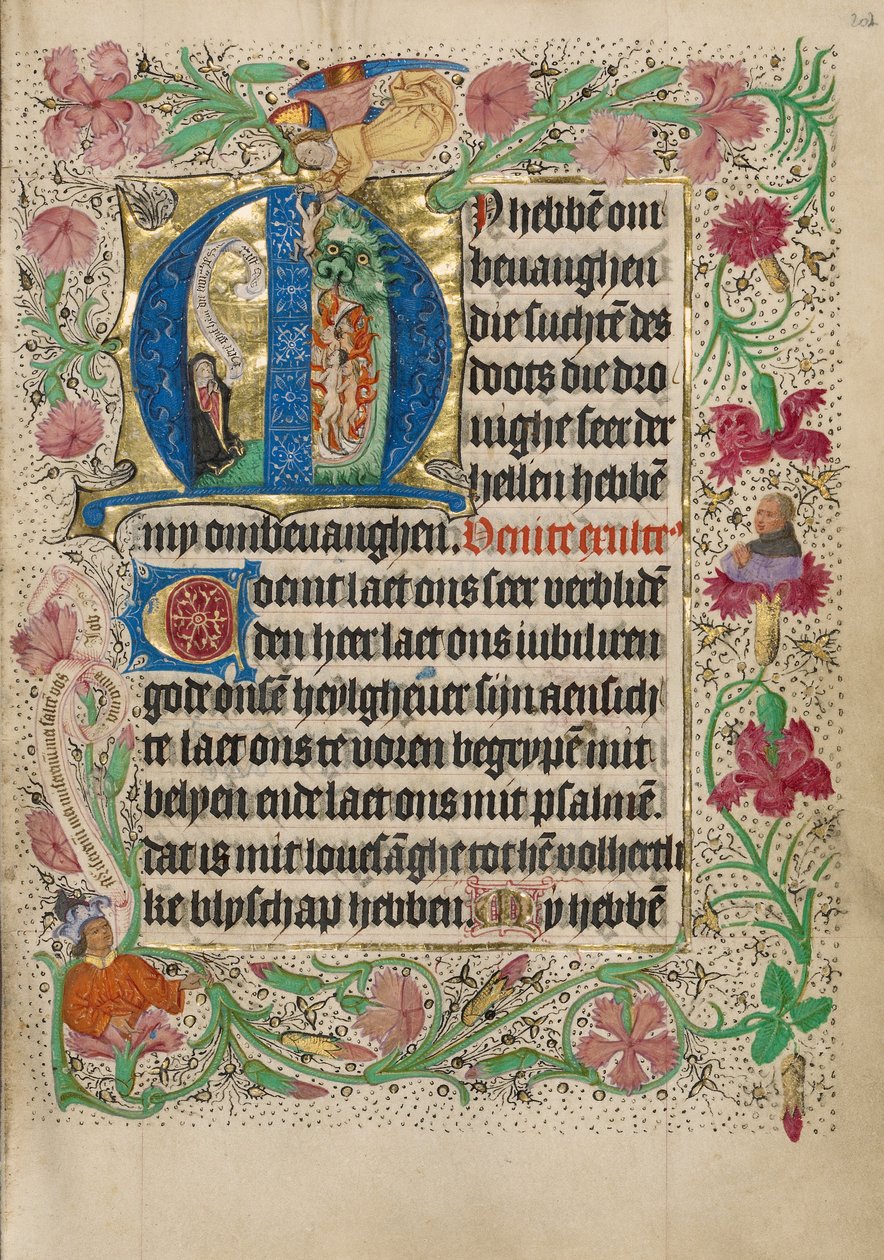 Initiale M : Une femme agenouillée en prière - Master of Evert Zoudenbalch