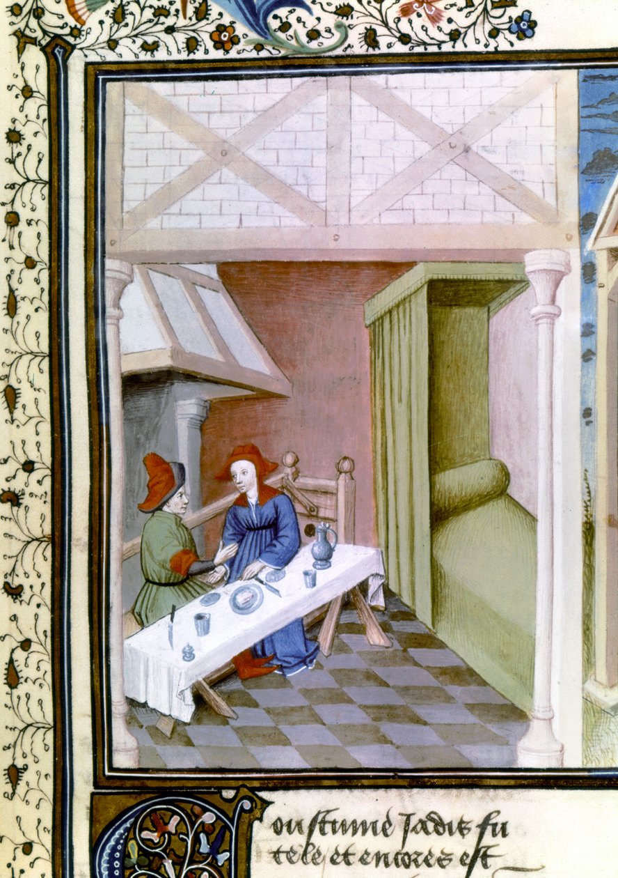 Scène du Décaméron, Salabetto et Iancofiore. 1430-1455 (miniature) - Master of Mansel