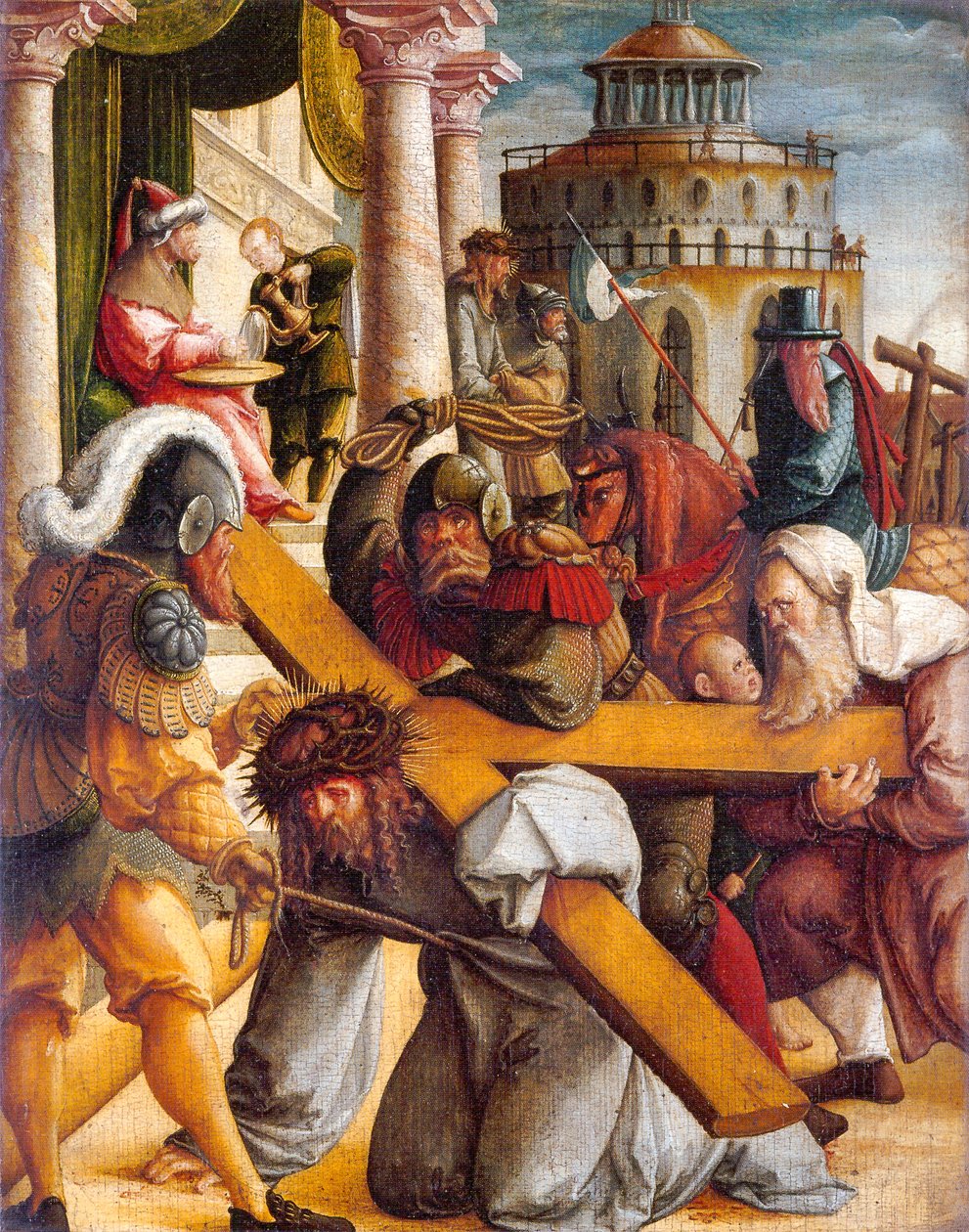 Allemand : Kreuztragung Christi und Handwaschung des Pilatus Christ portant la croix et Pilate se lavant les mains - Master of Messkirch