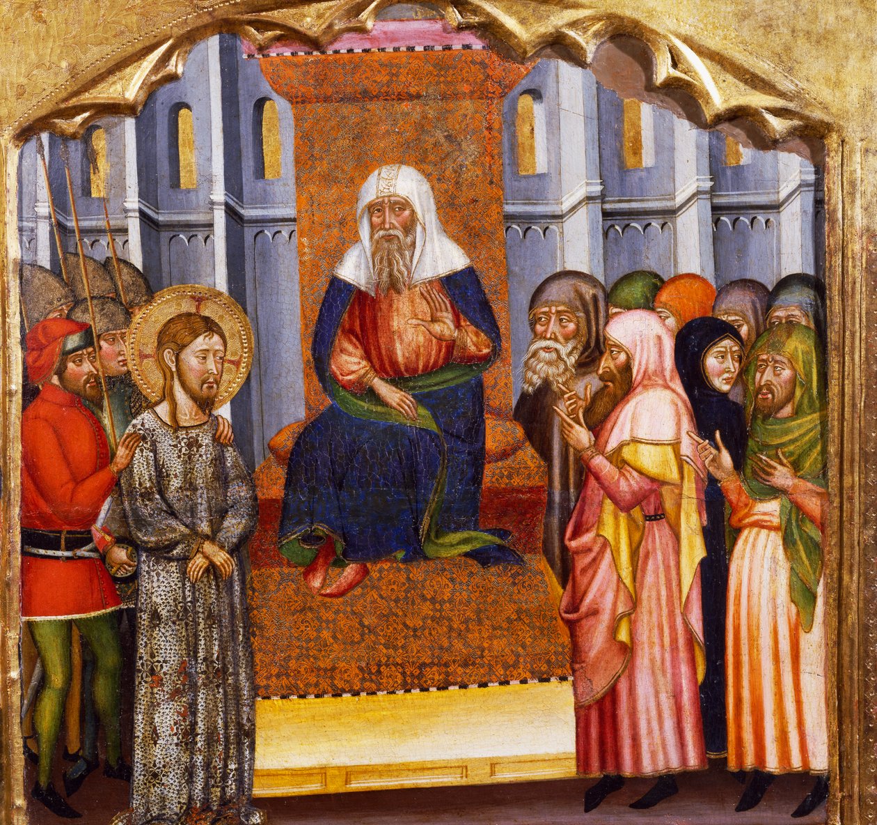 Le procès de Jésus, par le Maître de Rubio (14e siècle), prédelle du retable de l