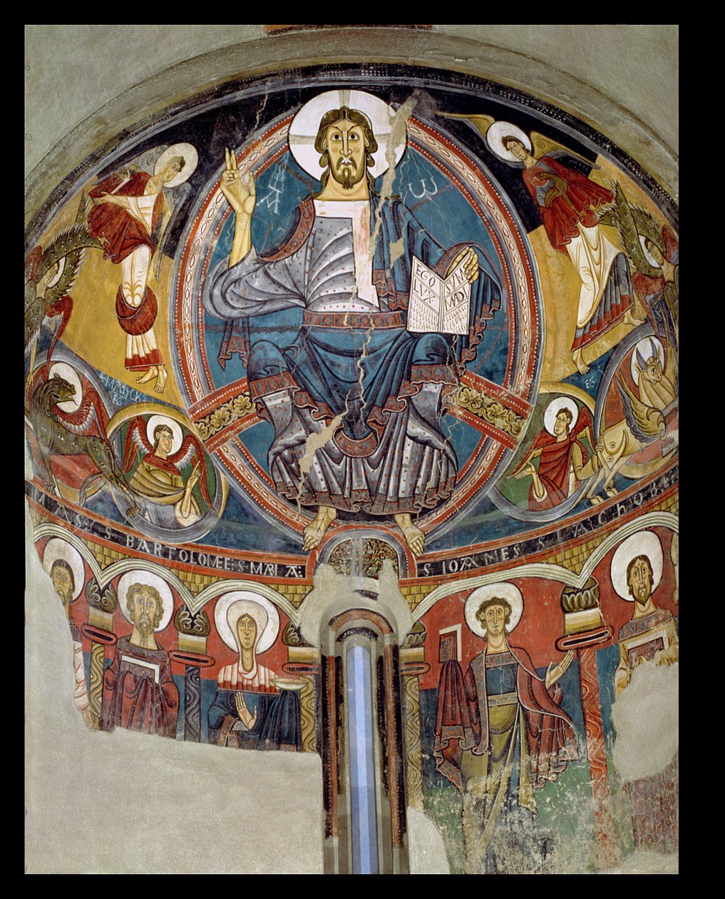 Christ en majesté flanqué de séraphins et des symboles des évangélistes, fresque de l