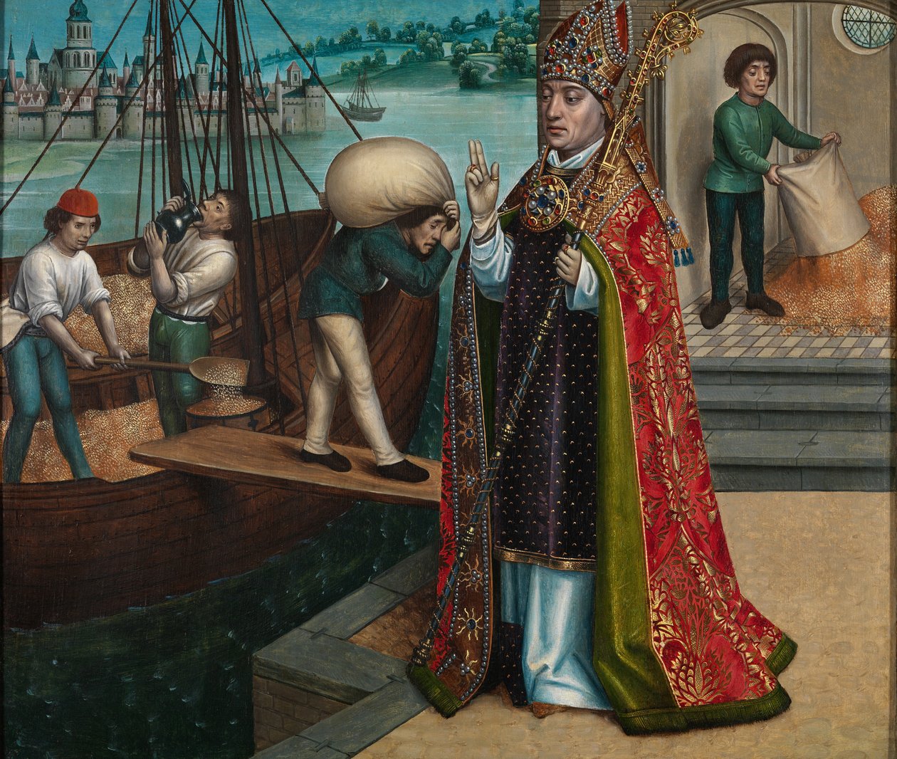 Le Miracle du Grain, du Retable de Saint Nicolas, c.1486-93 - Master of The Legend of St. Lucy