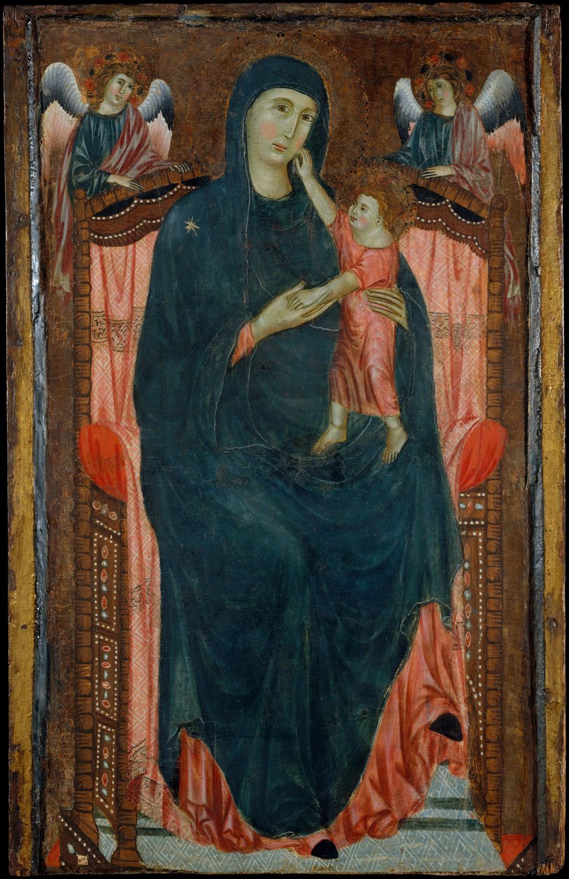 Madone et enfant en majesté avec des anges - Master of Varlungo