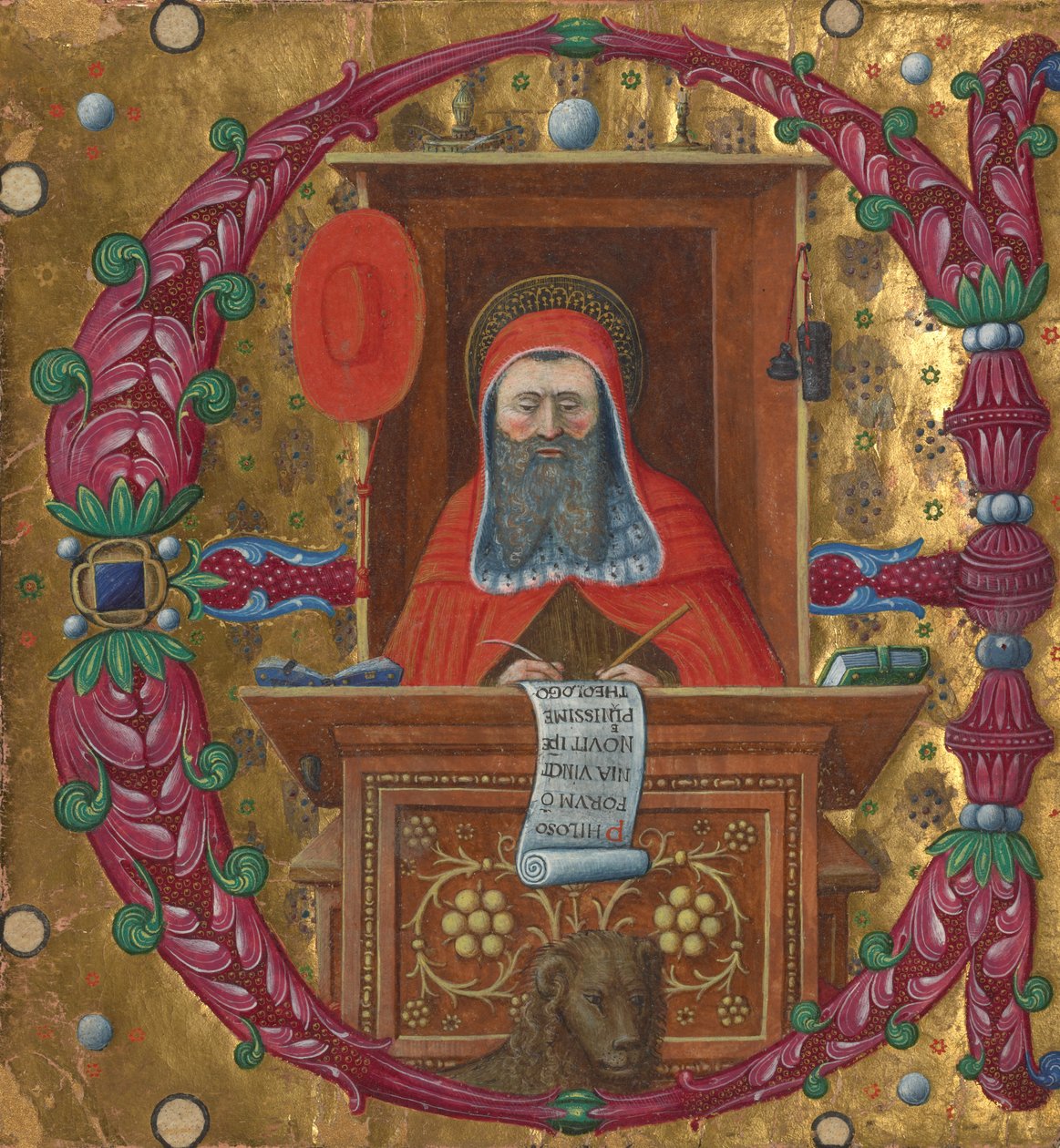 Initiale E : Saint Jérôme dans son cabinet de travail - Master of the Birago Hours