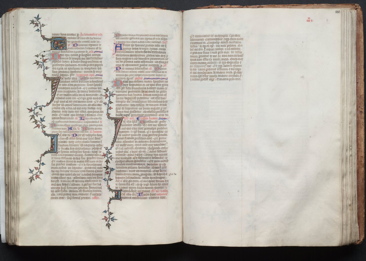 Le Missel de Gotha : Fol. 102r, Texte, vers 1375 - Master of the Boqueteaux