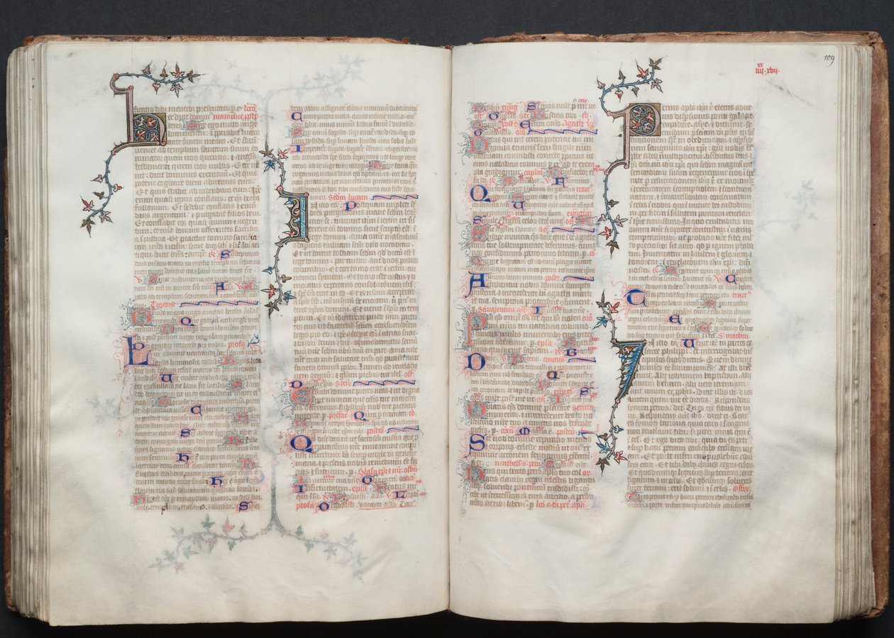 Le Missel de Gotha : Fol. 109r, texte, vers 1375 - Master of the Boqueteaux