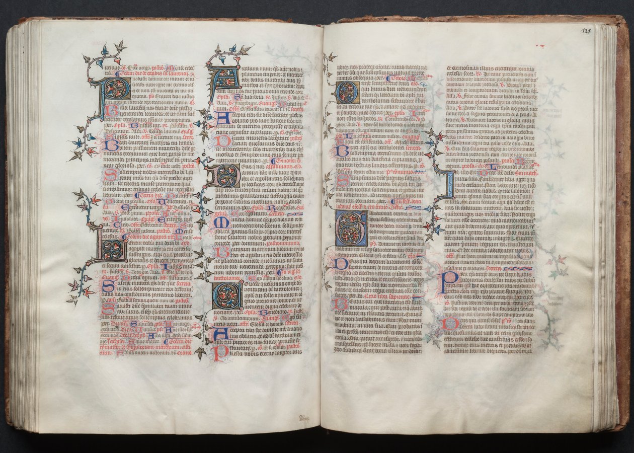 Le Missel de Gotha : Fol. 121r, texte, vers 1375 - Master of the Boqueteaux